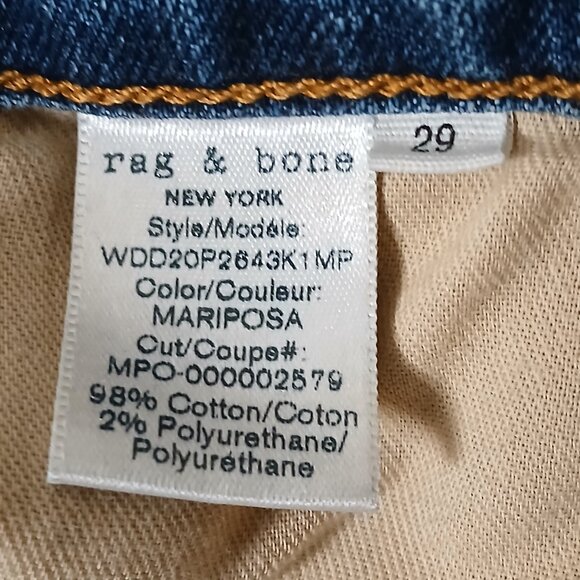 Rag & Bone Jeans Size 29 Dre Low Rise Slim Boyfriend Raw Hem Crop Blue Denim - Picture 8 of 10